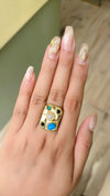 Aqua pearl ring